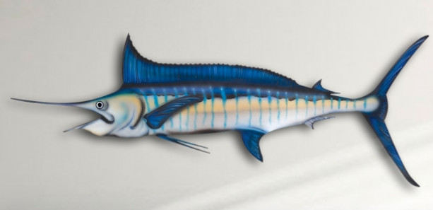 14" Blue Marlin Salt Water Game Fish Replica, Wall Mount, Decor, Nautical Art, Gift