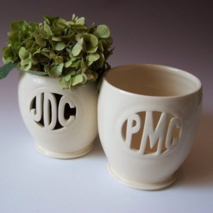 Small 3 letter monogram vase - ceramic