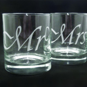 Custom Set of Mr and Mrs Engraved Old Fashioned Glasses