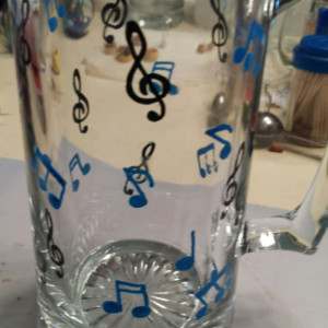 Unique Music Note Glass Stein
