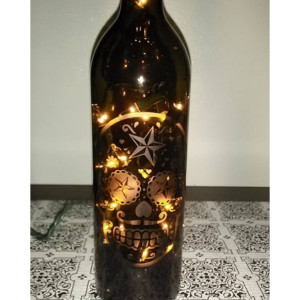 Sugar Skull Wine Bottle Lamp