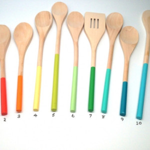 Set of Two 14 Inch Painted Wooden Spoons