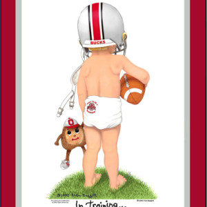 Ohio State Buckeyes Personalized Football Collegiate Art Print by Fran Baggett