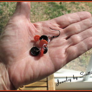 Orange Black Earrings // Halloween // Button Earrings