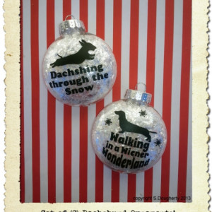 Set of 2 Dachshund Ornaments - GREAT gift for the Doxie Lover !