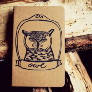 Great Horned Owl Bird Lined or Blank Notebook Moleskine