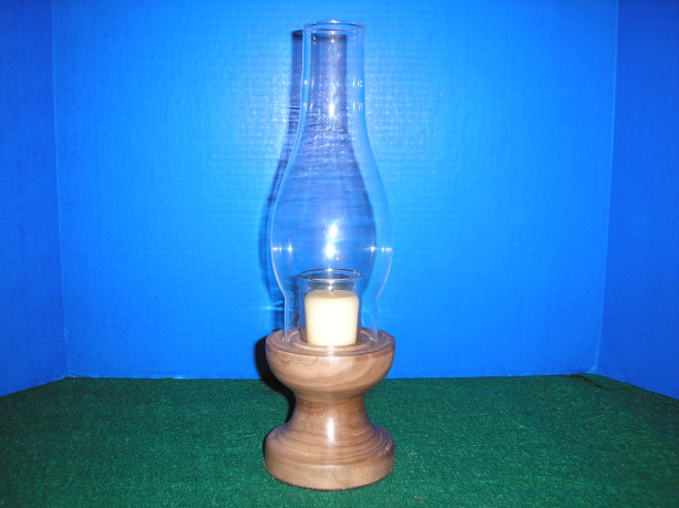  wood candle holder with glass chimney