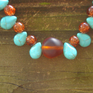 Turquoise and Glass Bead Necklace