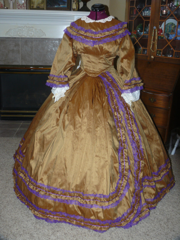 Silk Civil War Reenactment Victorian Dinner Ball Gown Southern Belle Dress Set Ladies Ruching CUSTOM Satin available