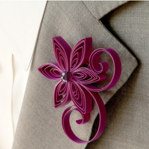 Cassis Purple Boutonniere for Wedding