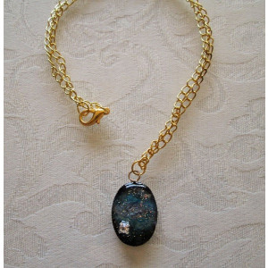 Galactic Oval Pendant with Crystal