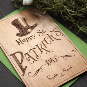 Wooden St Patricks Day Cards - Saint Patrick's Day Hat Card - Irish Cards