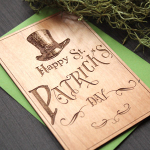 Wooden St Patricks Day Cards - Saint Patrick's Day Hat Card - Irish Cards