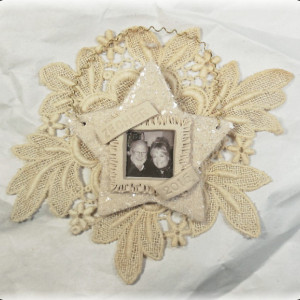 Vintage Look Photograph Star Heart Keepsake Personalized Ornament 