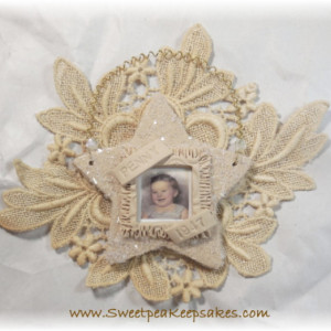 Vintage Look Photograph Star Heart Keepsake Personalized Ornament 