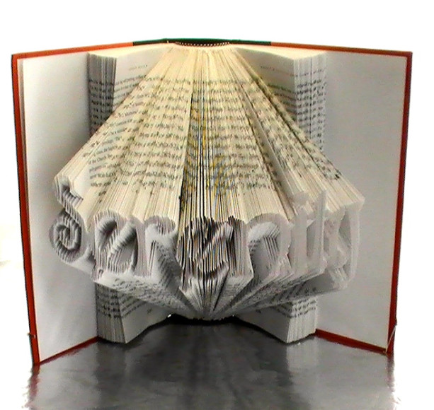 Serenity Book Origami - Folded Book Art Typography Serenity - Serenity Typography Upcycled Book Art