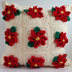 Poinsettia Christmas Pillow Cover 20x20, Christmas Throw Pillow Cover, Christmas Pillow, Christmas Home Decor