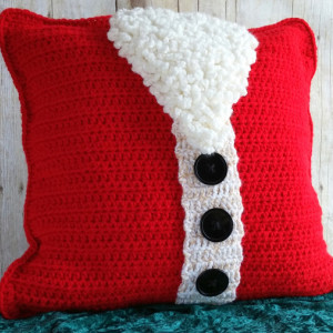Santa Christmas Pillow Cover 16x16, Christmas Throw Pillow Cover, Holiday Throw Pillow Cover, Santa Christmas Cushion Cover