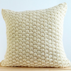 Wool Throw Pillow Cover 16x16, Rustic Cream Pillow Cover, Textured Throw Pillow, Rustic Home, Cream Pillow Cover, Beige Pillow