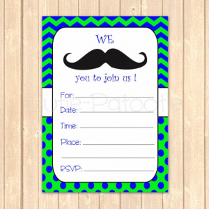 Ready to Print Mustache Birthday Party Event Invitation