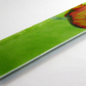 Handmade Fused Glass Hors D'oeuvres Tray with Poppy Design