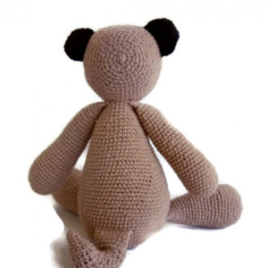 crochet pug dog, plush fiber art doll, eco-friendly, calming, wool stuffed, amigurumi, lavender, chamomile