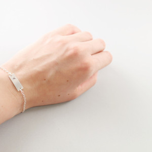 Sterling silver personalized bar bracelet, initial bracelet