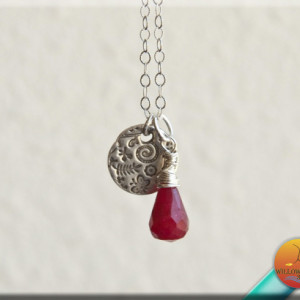 Ruby and Fine Silver Women's Necklace