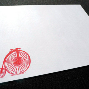 Gocco Printed Penny Farthing / Antique Bicycle Notecards (5 pack)