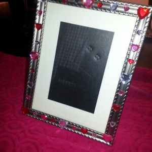 Romantic Upcycled Metal Photo Frame with Hearts