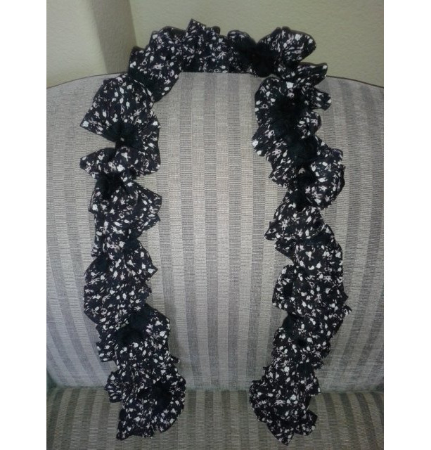 Small Black Floral Ruffle Scarf 