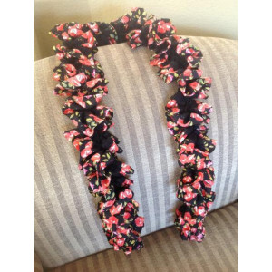 Black Ruffle Scarf with Red flowers