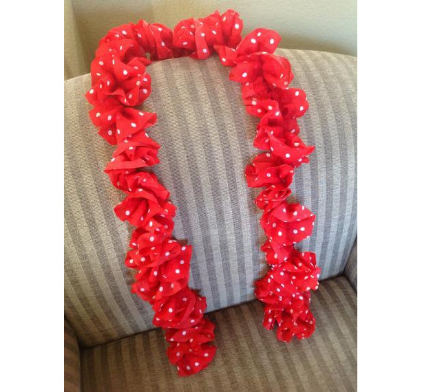 Red Ruffle Scarf with White Poka Dots