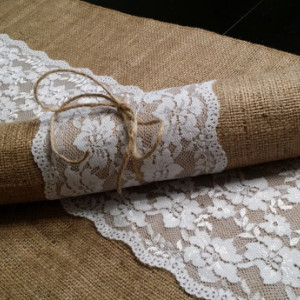 Burlap and Lace Table Runners 108 inches Long