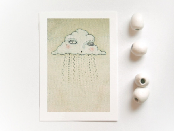 'Some Days' bad day sad rain cloud illustration 5x7 art print, home decor, wall art