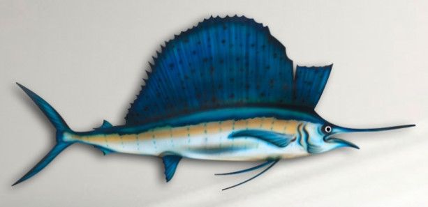 14" Sailfish Salt Water Game Fish Replica, Wall Mount, Decor, Nautical Art, Gift