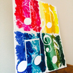 Beautiful 4 Piece Music Notes Made From Melted Crayolas and Oil Paint!