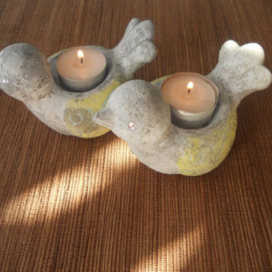 2 Little Birds Shabby Chic Candle Holders