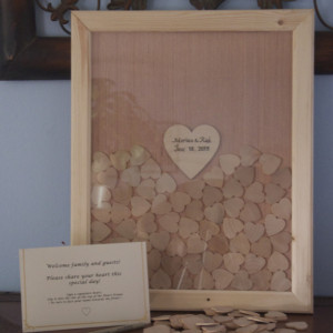 14x18 Custom Made Frame and Heart Guestbook with Signature Hearts