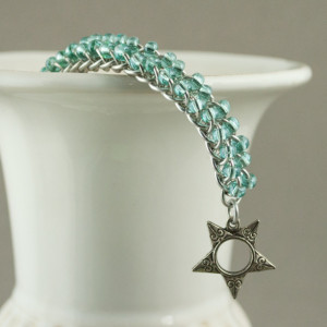Shooting Star - Blue & Silver Beaded Chainmaille Bracelet