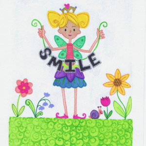 Smile Fairy Wall Art 5x7 Original 