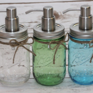 Pint mason jar soap dispenser - Vintage Blue - Vintage Green - Clear