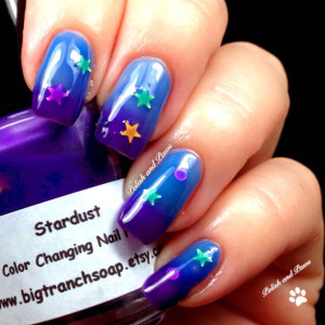 Color Changing Thermal Nail Polish - Blue/Purple with Holographic Stars - "STARDUST" - Temperature Changing