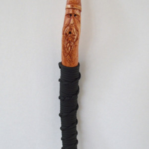 Hand Carved wood Wizard topped Hiking/Walking Stick