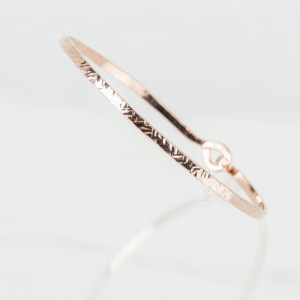 Rose Gold Fill Open Bangle with a Criss Cross Texture