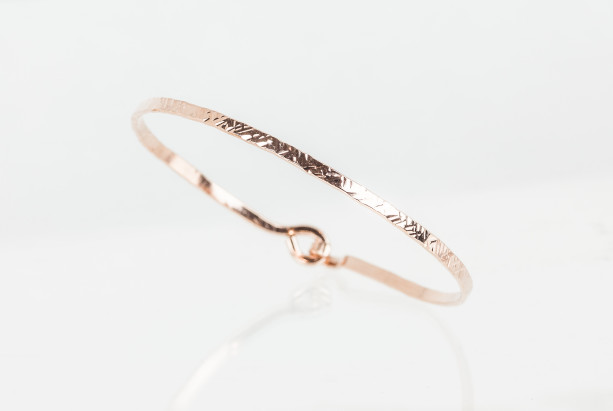 Rose Gold Fill Open Bangle with a Criss Cross Texture