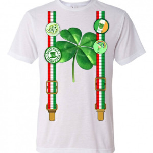 St Patrick's Day Shirt with suspenders, Irish buttons and clover