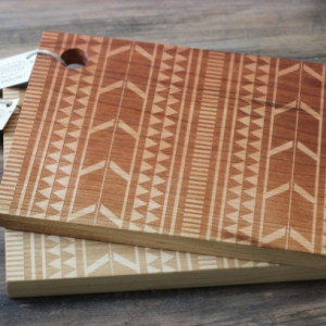 Tribal Design Cutting Board - Wood Engraved Modern Aztec Pattern 13