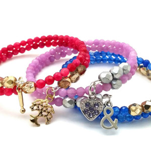 Simple Wrap Bracelet, Color block bracelet, Chic boho bracelet, Casual chic bracelet, Simple Bead Bracelet, Memory Wire Wrap
