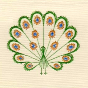 Set of Embroidered Peacock Greeting Cards